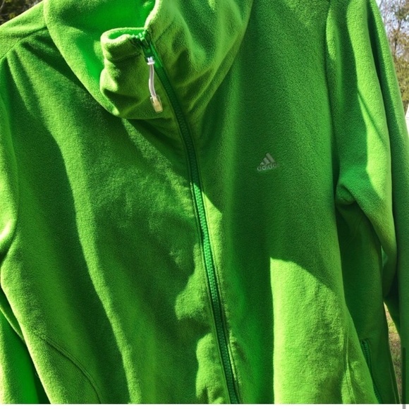 Adidas Fleece Lime Neon Green Long Sleeve Turtleneck Zip  Up Jacket size… - Picture 5 of 10